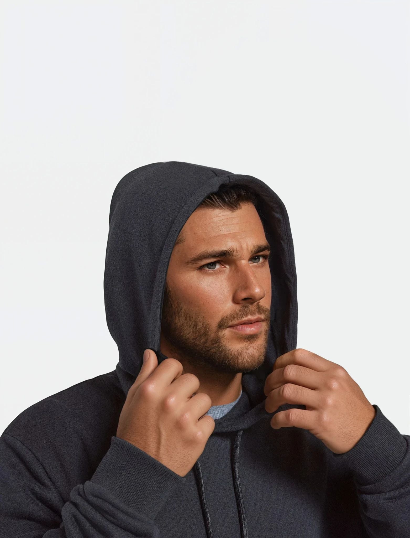 Unisex Merino Blend Hoodie - True Black - Image 3